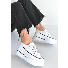 Calperia Dalen Beyaz Keten Bağcıklı Spor Ayakkabı - Lisinya