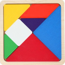 Lina Hobby 18 cm Ahşap Tabanlı ve 3D Baskı Renkli Tangram - Büyük Boy Zeka Oyunu Seti