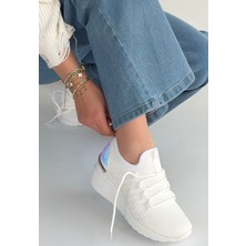 Calperia Weor Beyaz Triko Bağcıklı Spor Ayakkabı - Lisinya