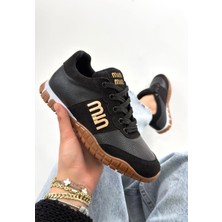 Getittir Marje Siyah Cilt Bağcıklı Spor Ayakkabı - Lisinya