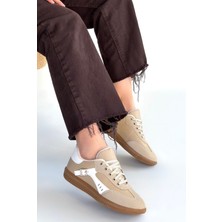 Kyops Mier Bej Cilt Bağcıklı Spor Ayakkabı - Lisinya