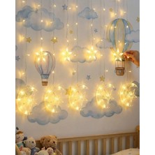 Kaia Life Dekoratif Ay Yıldız Perde Işığı Sıcak Beyaz Festival ve Ev Süsleme