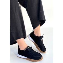 Calperia Sier Siyah Süet Bağcıklı Spor Ayakkabı - Lisinya