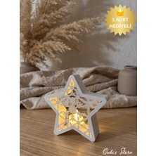 Qukis Store Dekoratif Kartanesi Desenli Yıldız Mumluk, 16 Cm, 1 Adet Tealight Hediyeli
