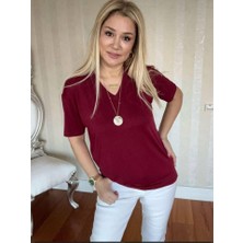 Bemy Çarşı Kadın Kısa Kollu V Yaka Bluz
