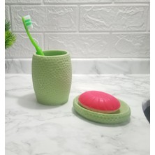 Feyza Design Yeşil Petek Model Sabunluk ve Diş Fırçalık Seti, Banyo Aksesuarı