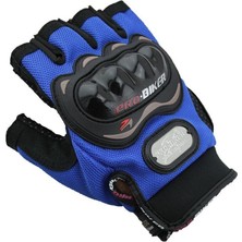 Probiker Eldiven Yarım  Motosiklet Eldiveni Korumalı Mavi L