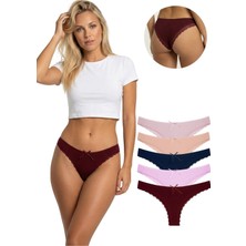 New Lilla 1130 Brazil Dantelli Kadın Külot Paketi Renkli Yumuşak Dokulu 5 Adet