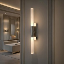 Perla Krom Modern Günışığı Ledli Pilli ve Elektrikli Duvar Apliği 1 Adet Pilli Duvar Aplik