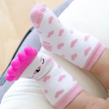 Babyjem Diş Kaşıyıcılı Havlu Bebek Çorabı Pembe