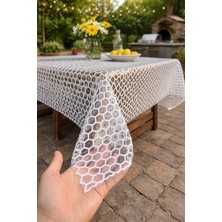 Hasır Lüx Pvc Silinebilir Krem Petek Desenli Muşamba Sofra Bezi Hediyelik Çeyizlik Örtü