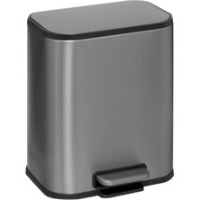 Omnipazar Genesit GSC502L Kare Pedallı Paslanmaz Çelik Çöp Kovası 5 Litre Gri