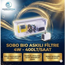 Sobo Bio Askı Filtre - Renkli Biyolojik Toplar - Temizlik Süngeri -  Biyolojik Sünger - Kafa Motoru Dahil 4W. 400 Lt/saat AQ-16H