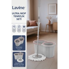 Özgürce Lavine 360 Ultra Mop Temizlik Seti 16L Gri Döner Başlıklı Paslanmaz Çelik Sap