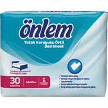 Önlem Yatak Koruyucu Örtü 60 x 90 cm 30'lu Dermotolojik Olarak Test Edilmiş Kullanım İçin Uygun