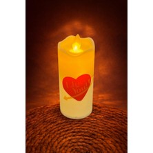 Zero Land Nrzsnt Kalp I Love You Yazılı Işıklı Mum 12 cm - Sarı