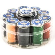 Feyza Design Altın Yaprak Dikiş Ipliği Seti, 10'lu Yuvarlak Kutuda, Zarif ve Şık Tasarım