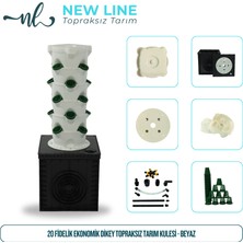 Newline 20 Fidelik Ekonomik Dikey Topraksız Tarım Kulesi - Beyaz