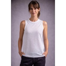 Nidam Butik Flamlı Kumaş Sıfır Kolsuz Atlet  Basic Spor Üst, Günlük ve Fitness Kullanımına Uygun - Beyaz