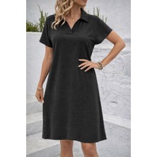 Nova Epoxy Art Kadın Kısa Kollu V Yaka Aerobin Kumaş Diz Üstü Elbise