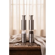 Feyza Design 2'li Çelik Manuel Tuz ve Karabiber Değirmeni Baharat Öğütücü Seti