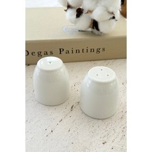Feyza Design Şık Krem Porselen Tuzluk ve Biberlik Takımı, 5,5x5 Cm, Sofistike Tasarım