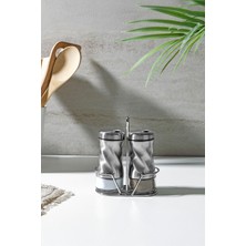 Feyza Design Paslanmaz Çelik Baharatlık Seti, Standlı, 2 Parça, Şık ve Kullanışlı