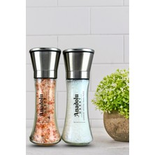 Feyza Design 2'li Çankırı ve Himalaya Kristal Kaya Tuzu Seramik Değirmenleri, 19CM