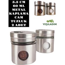 Feyza Design Cam Tuzluk Baharatlık Seti, Metal Kaplamalı, Şık ve Dayanıklı Tasarım