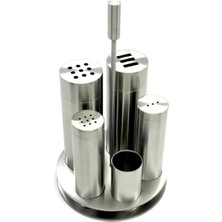 Feyza Design Paslanmaz Beşli Tuzluk ve Baharatlık Takımı, Şık ve Kullanışlı Set