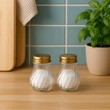 Feyza Design Gold Kapaklı Burgu Desenli 2'li Tuzluk Seti, Şıklık ve Kullanışlılık Bir Arada