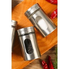 Feyza Design 2'li Metal Kaplamalı Cam Baharat Kabı Seti, Şık ve Dayanıklı Tasarım