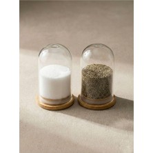 Feyza Design Bambu Cam Tuzluk ve Baharatlık Seti 2’li, Şık ve Kullanışlı Mutfak Aksesuarı