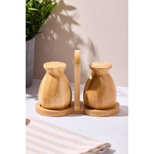 Feyza Design Bambu Standlı Tuzluk ve Biberlik Seti, Pratik ve Şık Tasarım