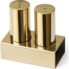 Feyza Design Şık Altın Renkli Ikili Yuvarlak Tuzluk Takımı