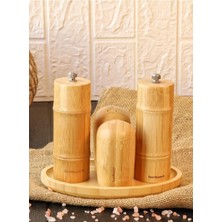 Feyza Design Setli Tabaklı Tuzluk Biberlik Öğütücü Değirmenleri 5 Parça