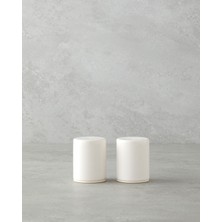 Feyza Design Şık 2'li Seramik Tuzluk ve Biberlik Seti, 6 Cm, Krem Renk
