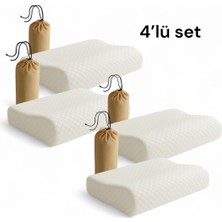 Visco Boyun Destekli Yastık 4’lü Set – Fermuarlı, Yıkanabilir Kılıflı ve Taşıma Çantalı