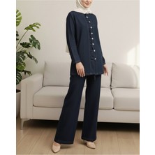 Modamorfo Önü Düğmeli Pantolonlu Kot Takım -Laci