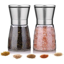 Feyza Design Cam Gövdeli Paslanmaz Çelik Baharat Öğütücü, 13CM, Şık ve Kullanışlı Tasarım