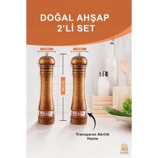 Feyza Design Ahşap Karabiber ve Tuz Öğütücü, Kahve Baharat Değirmeni, Set (2'li)