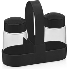 Feyza Design Cam Siyah Click Kapaklı Drop Standlı Baharatlık Seti, Şık ve Kullanışlı 100 ml
