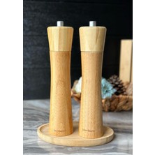 Feyza Design Şık 3 Parça Tabaklı Tuzluk Biberlik Değirmen Seti