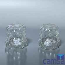 Feyza Design Şık 2'li Cam Tuzluk Seti, Bubble Desenli, 5 cm