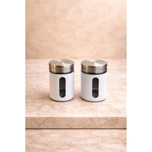 Feyza Design Çift Set 10 cm Paslanmaz Çelik Tuzluk ve Baharatlık Seti