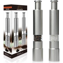 Feyza Design Paslanmaz Çelik Tuz ve Karabiber Öğütücü Değirmen, Hızlı ve Kolay Kullanım