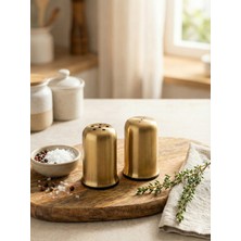 Feyza Design Gold Çelik Tuzluk Biberlik Seti, Şık ve Dayanıklı Mutfak Aksesuarı
