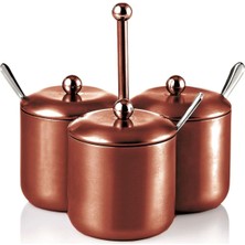 Feyza Design Şık Bakır Baharatlık Takımı, Modern ve Estetik Mutfak Dekoru