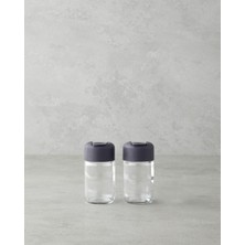 Feyza Design Şık Emma Cam Tuzluk ve Biberlik Seti, Antrasit Renkli, Modern Tasarım