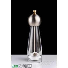 Feyza Design Metal Başlıklı Cam Öğütücü, Biberlik ve Tuzluk Seti, Büyük Boy